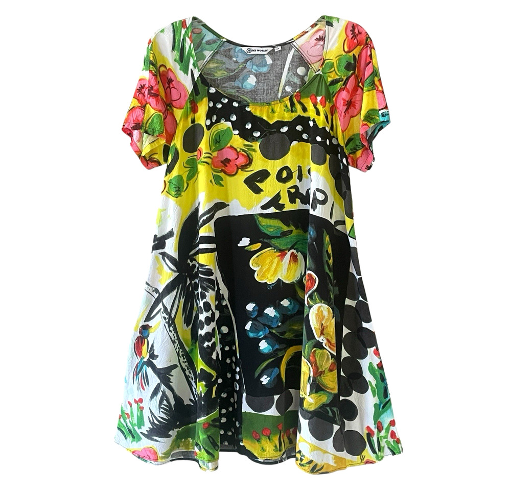 JAMS WORLD Women's Medium Parrot Cove Short Sleeve Pullover Dress Made in Hawaii